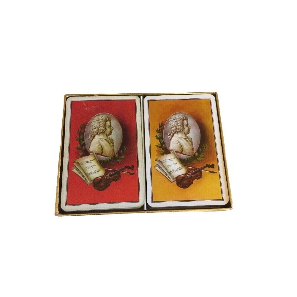 Piatnik Playing Cards Red Yellow Mozart Portrait Vintage Made in Austria 2 Decks